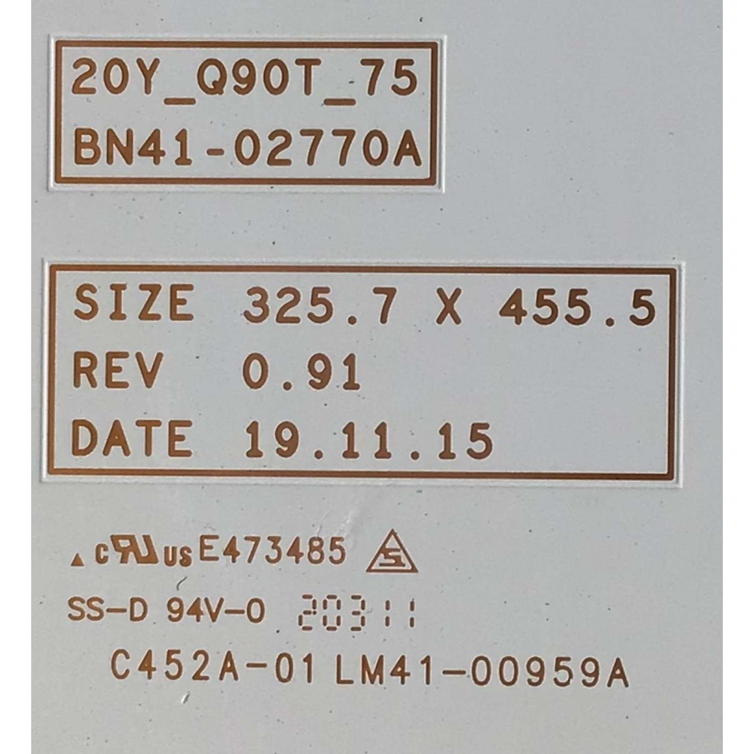 KIT DE LED'S PARA TV SAMSUNG (10 PIEZAS) / NUMERO DE PARTE BN96-50727A / BN41-02770A / 20Y_Q90T_75 / C452A-02 LM41-00959A / PANEL CY-TT075FLLV9H / MODELOS QN75Q90TAFXZA / QN75Q90TAFXZA  FD05 - Imagen 3